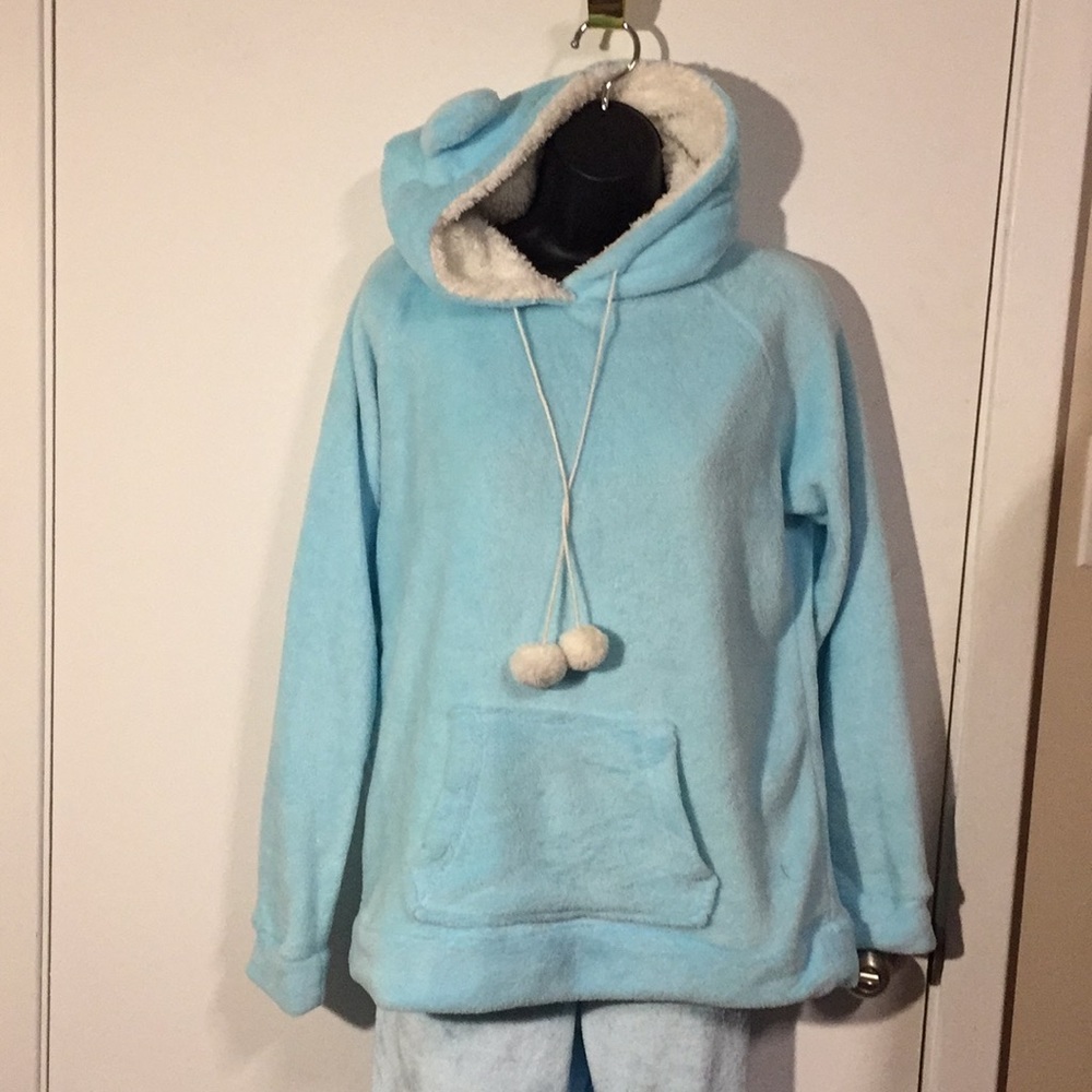 Comfy fuzzy pjs with hoodie ears 🐻 and pant set